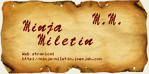Minja Miletin vizit kartica